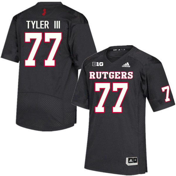 Men #77 Willie Tyler III Rutgers Scarlet Knights College Football Jerseys Sale-Black - Click Image to Close